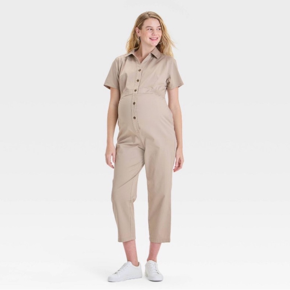 Isabel Khaki Maternity Jumpsuit